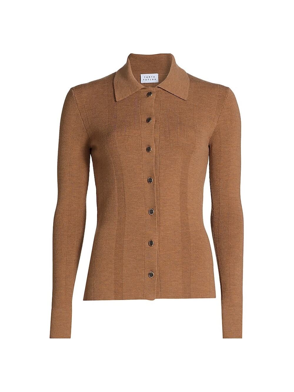 Tanya Taylor Perry Knit Top Toffee Size L NWT Old Money Quiet Luxury Neutral